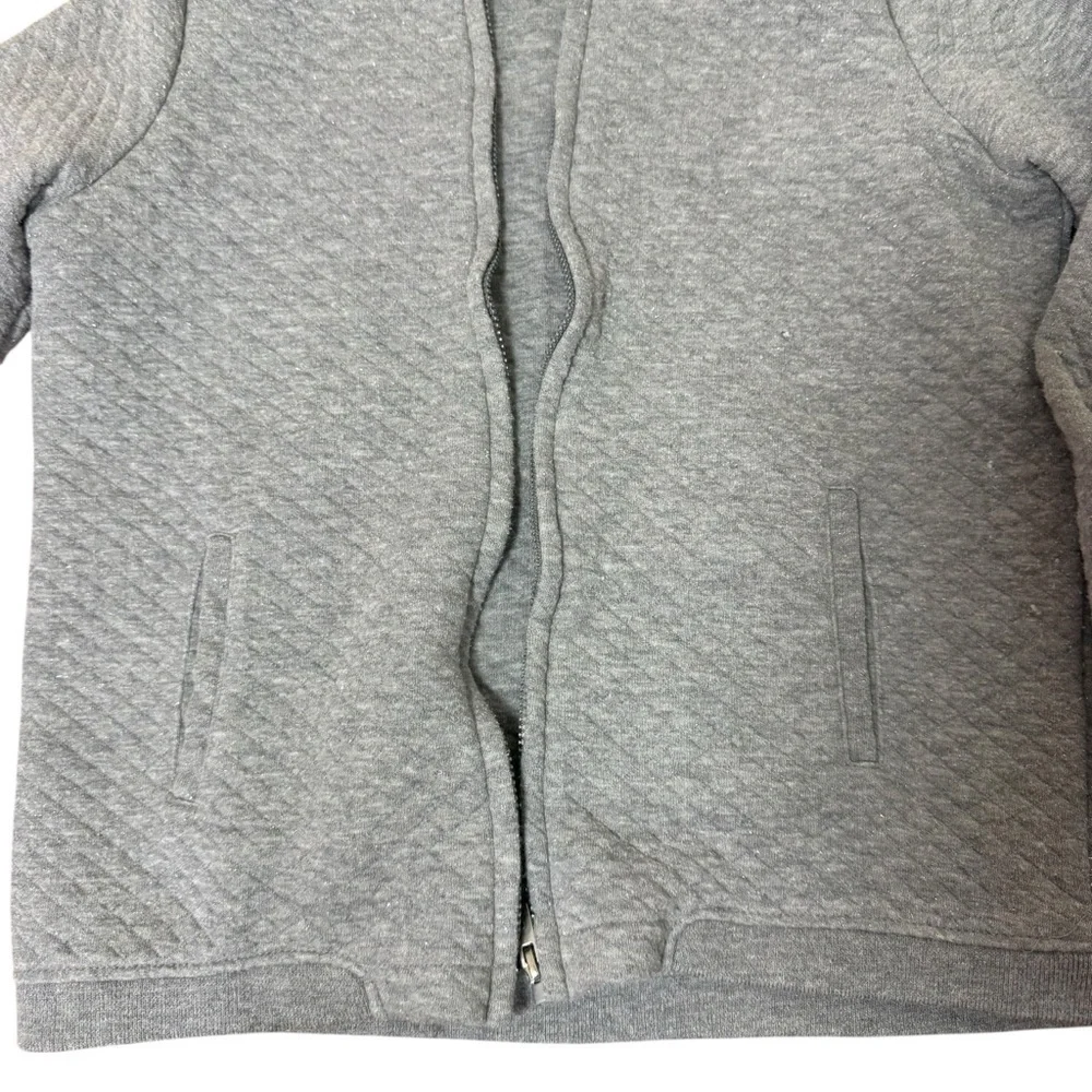 Okaidi| Kids Light Gray Quilted Zip Up Sweatershirt- Size 10 years